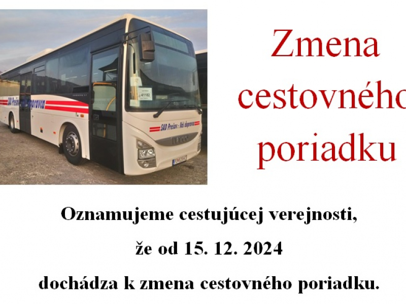 Aktuality / Zmena cestovného poriadku